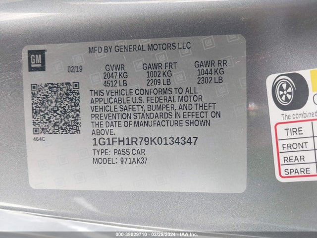 Chevrolet CAMARO 2SS 2019 1G1FH1R79K0134347 Image 9
