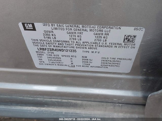 Buick Envision Awd Avenir 2022 LRBFZSR45ND121235 Image 9