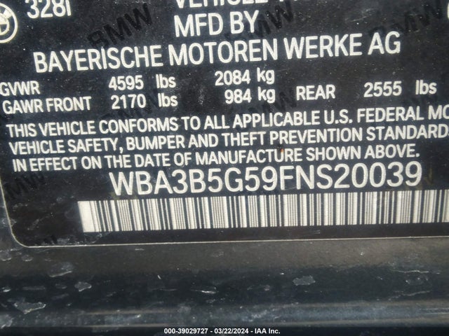 WBA3B5G59FNS20039 BMW 328i Xdrive