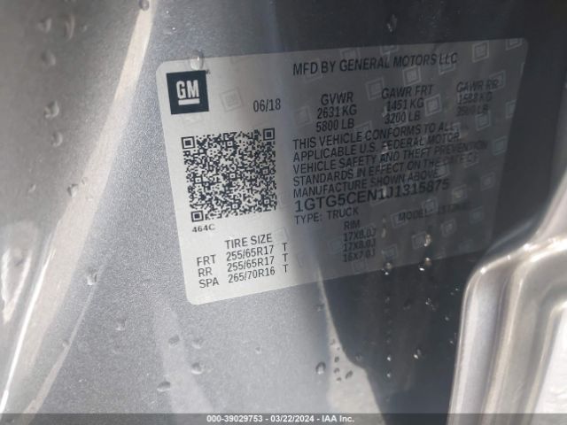 1GTG5CEN1J1315875 GMC CANYON SLE