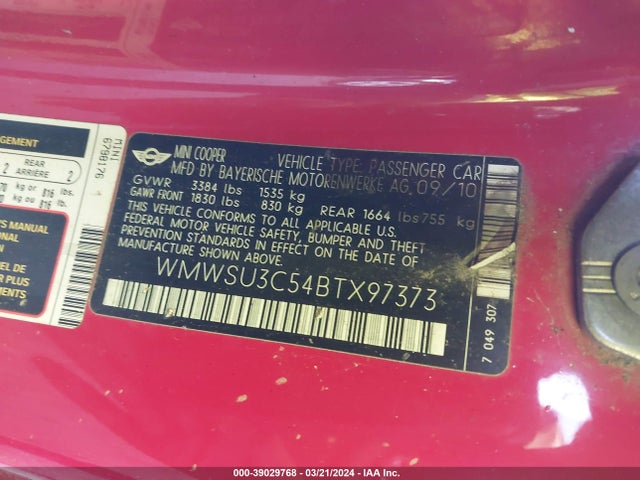 2011 MINI COOPER WMWSU3C54BTX97373 Photo 8