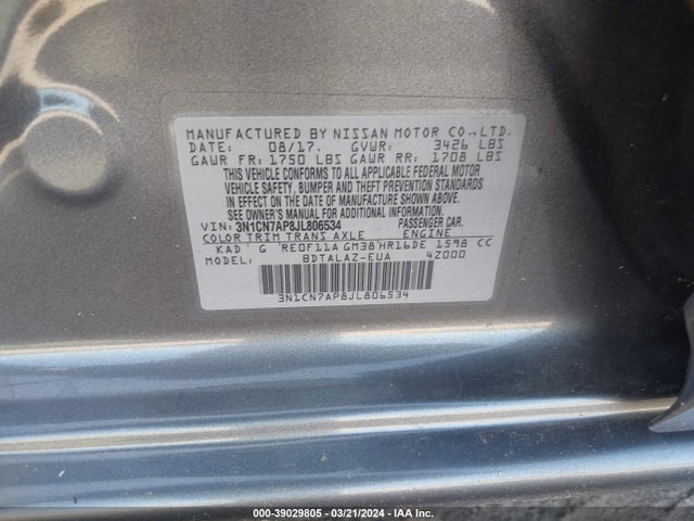 Nissan Versa 1.6 S+ 2018 3N1CN7AP8JL806534 Image 9