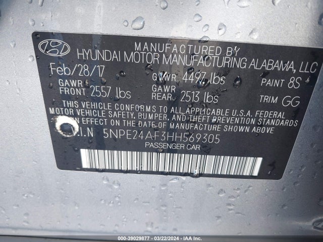 Hyundai Sonata 2017 5NPE24AF3HH569305 Image 9