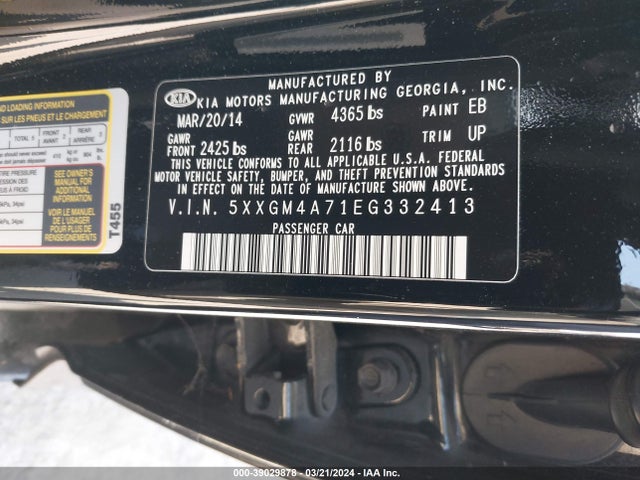 KIA Optima Lx 2014 5XXGM4A71EG332413 Image 9