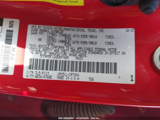 5TFRM5F12GX097485 Toyota Tundra Sr5 4.6l V8