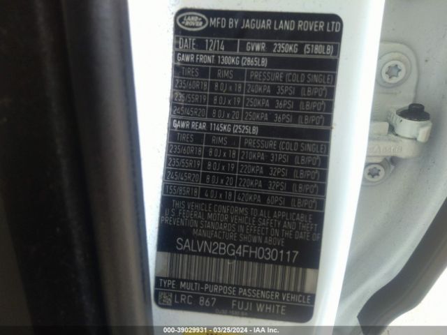 SALVN2BG4FH030117 Land Rover Range Rover Evoque Pure