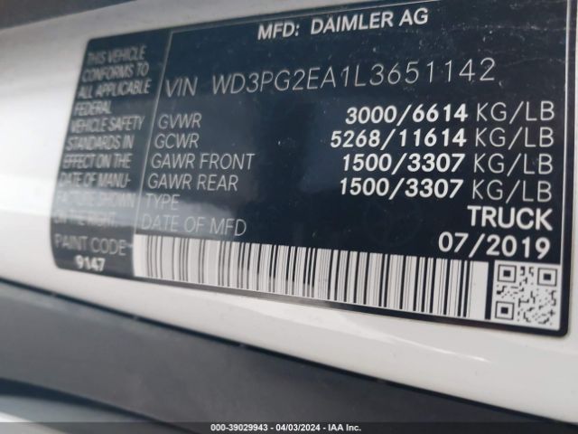 WD3PG2EA1L3651142 Mercedes-Benz Metris