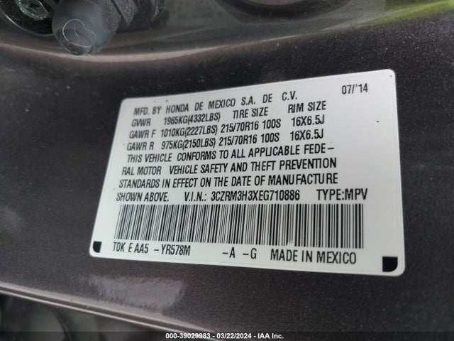 Honda CR-V LX 2014 3CZRM3H3XEG710886 Image 9