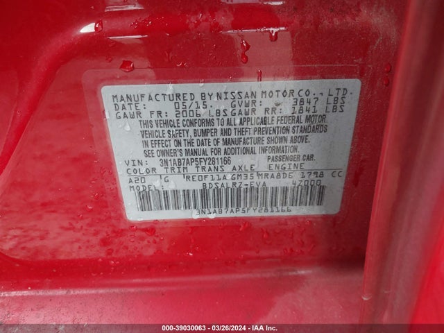 Nissan SENTRA SR 2015 3N1AB7AP5FY281166 Image 9
