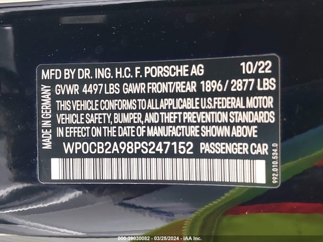 2023 PORSCHE 911 WP0CB2A98PS247152 Photo 8