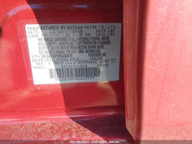 Nissan SENTRA SV 2017 3N1AB7AP4HL645979 Image 9