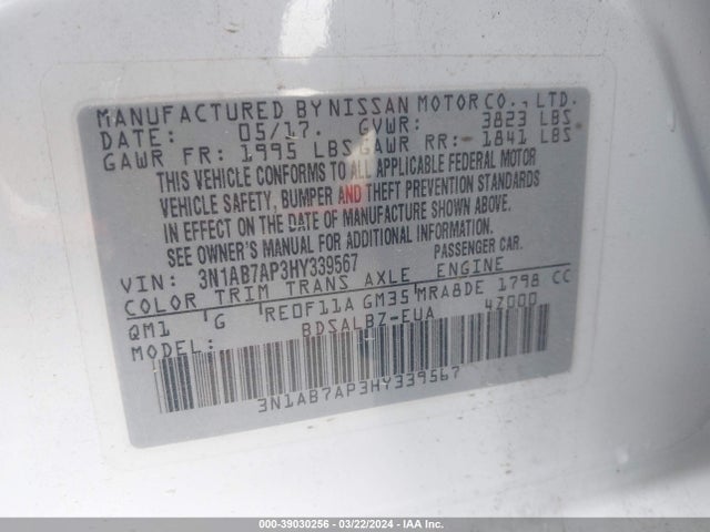 Nissan SENTRA S 2017 3N1AB7AP3HY339567 Image 9