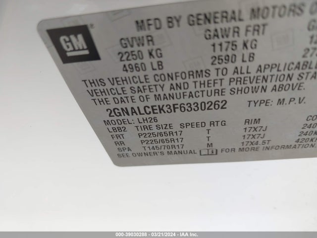 Chevrolet Equinox 2lt 2015 2GNALCEK3F6330262 Image 9