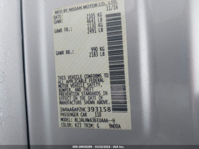 1N4AA6AP2HC393158 Nissan Maxima 3.5 Platinum
