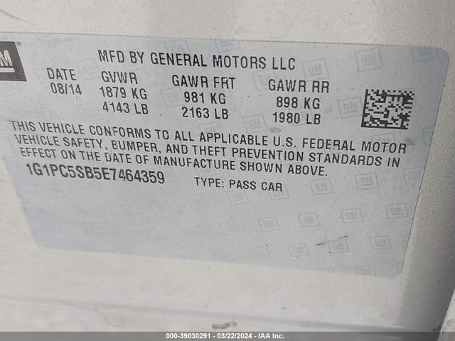 Chevrolet Cruze 1lt Auto 2014 1G1PC5SB5E7464359 Image 9