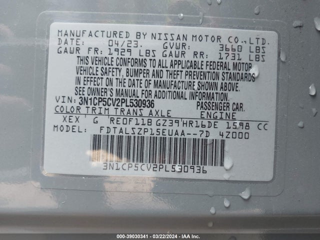 Nissan Kicks Sv Xtronic Cvt 2023 3N1CP5CV2PL530936 Image 9