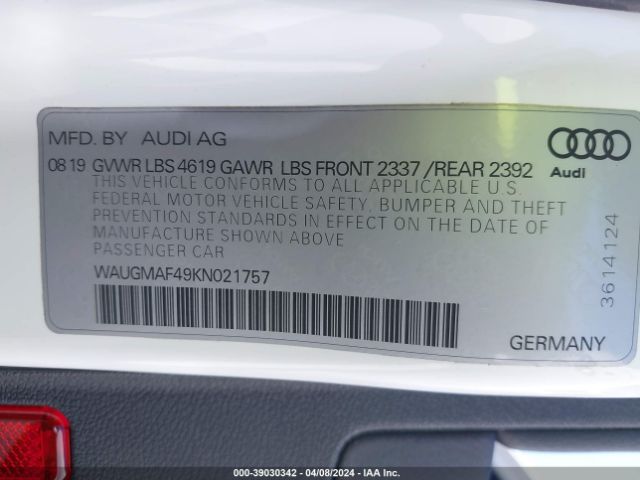 WAUGMAF49KN021757 Audi A4 40 Premium