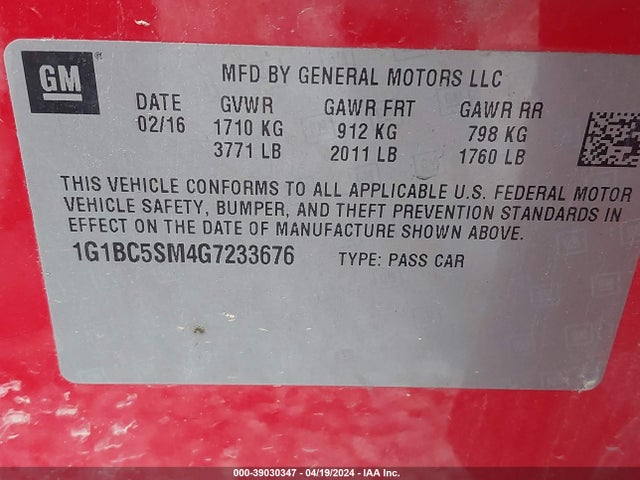 Chevrolet Cruze Ls Auto 2016 1G1BC5SM4G7233676 Image 9