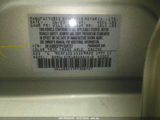 3N1AB8CV7PY308757 Nissan Sentra Sv Xtronic Cvt