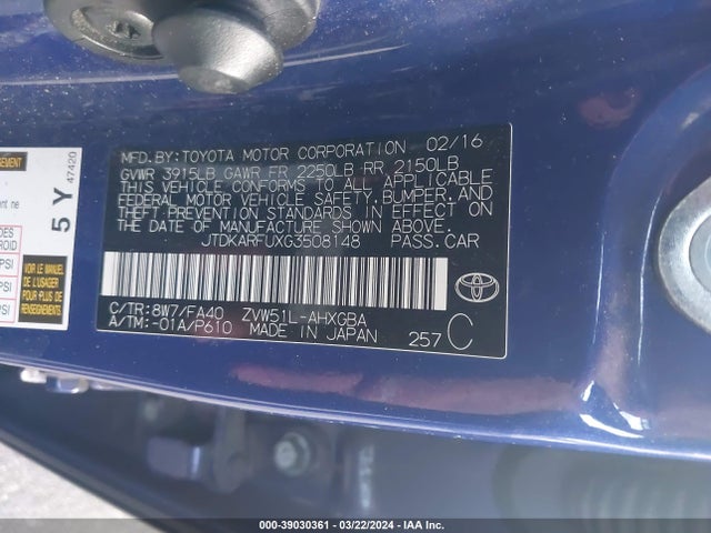 Toyota Prius Three 2016 JTDKARFUXG3508148 Image 9
