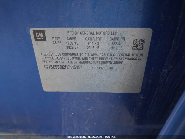 Chevrolet Cruze Lt Auto 2017 1G1BE5SM2H7115153 Image 9