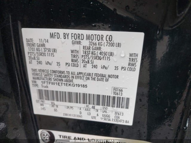 Ford F-150 Xlt 2014 1FTFW1ET1EKG19185 Image 9