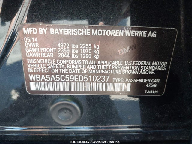 WBA5A5C59ED510237 BMW 528I