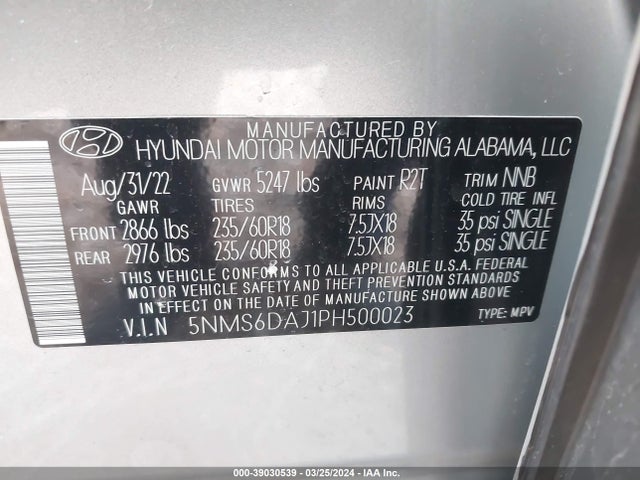 Hyundai Santa Fe Xrt 2023 5NMS6DAJ1PH500023 Image 9