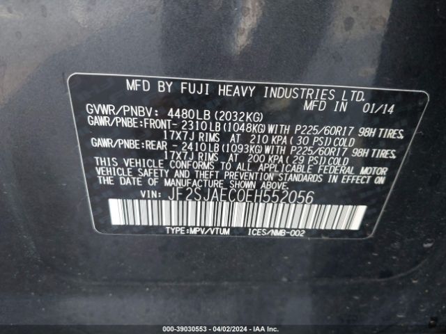 JF2SJAEC0EH552056 Subaru Forester 2.5i Premium