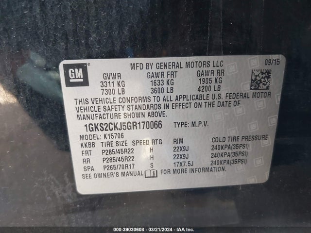 GMC YUKON DENALI 2016 1GKS2CKJ5GR170066 Image 9