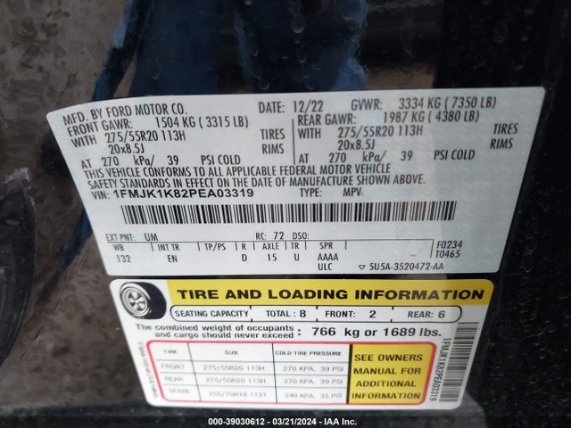 Ford Expedition Limited Max 2023 1FMJK1K82PEA03319 Image 9