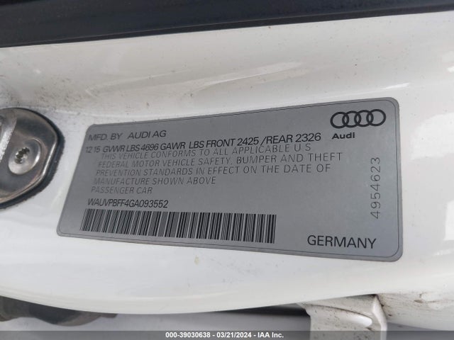 WAUVPBFF4GA093552 Audi A3 E-tron 1.4t Premium