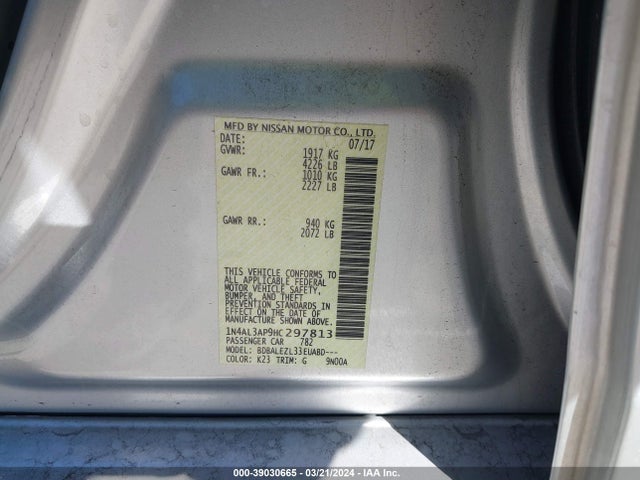 Nissan Altima 2.5 S 2017 1N4AL3AP9HC297813 Image 9