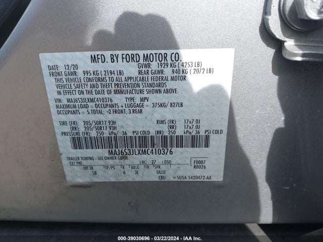 Ford Ecosport Ses 2021 MAJ6S3JLXMC410376 Image 9