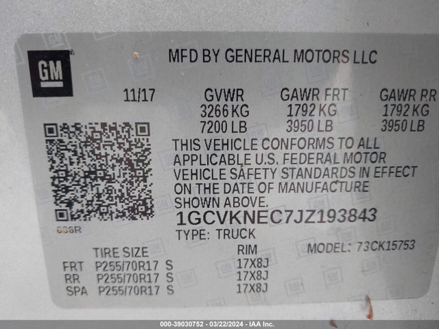 Chevrolet Silverado 1500 Wt 2018 1GCVKNEC7JZ193843 Image 9