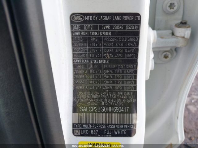 SALCP2BG0HH690417 Land Rover Discovery Sport Se
