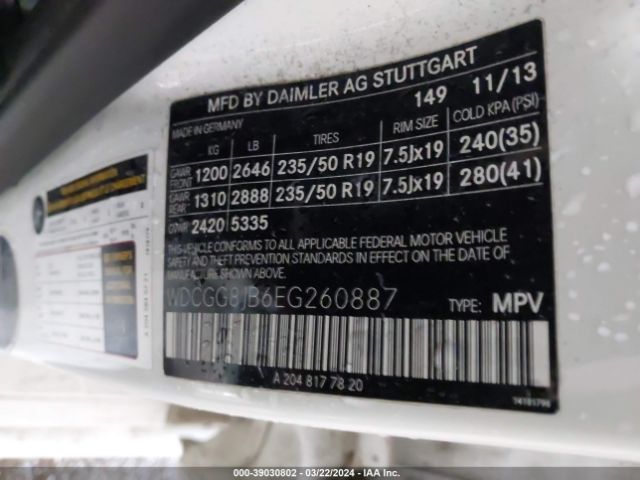 WDCGG8JB6EG260887 Mercedes-Benz Glk 350 4matic