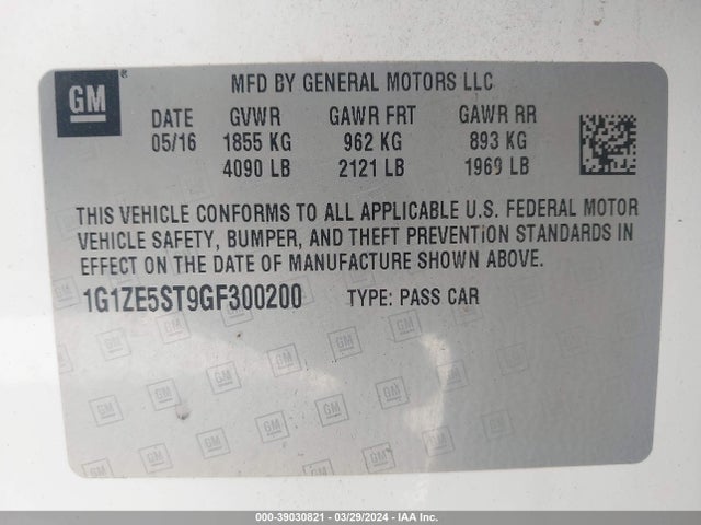 Chevrolet MALIBU 1LT 2016 1G1ZE5ST9GF300200 Image 9