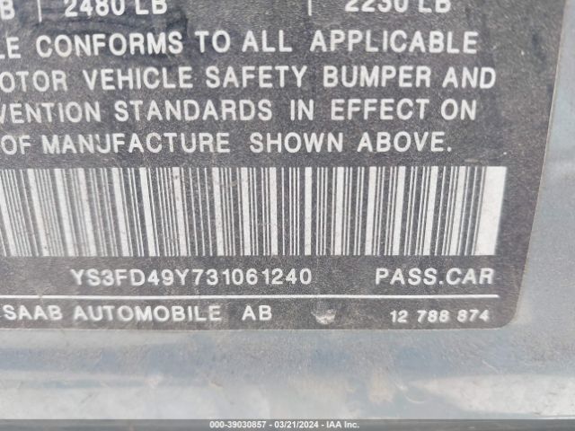 2003 SAAB 9-3 YS3FD49Y731061240 Photo 8