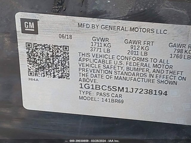 Chevrolet Cruze Ls Auto 2018 1G1BC5SM1J7238194 Image 9