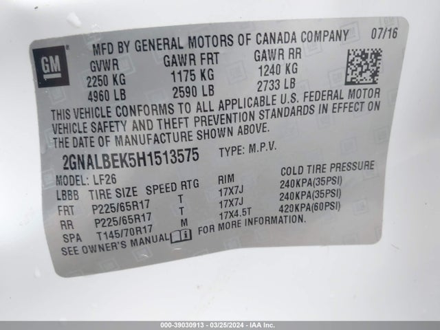 Chevrolet EQUINOX LS 2017 2GNALBEK5H1513575 Image 9