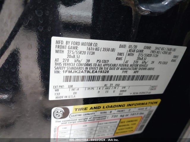 Ford Expedition Limited Max 2020 1FMJK2AT9LEA19328 Image 9