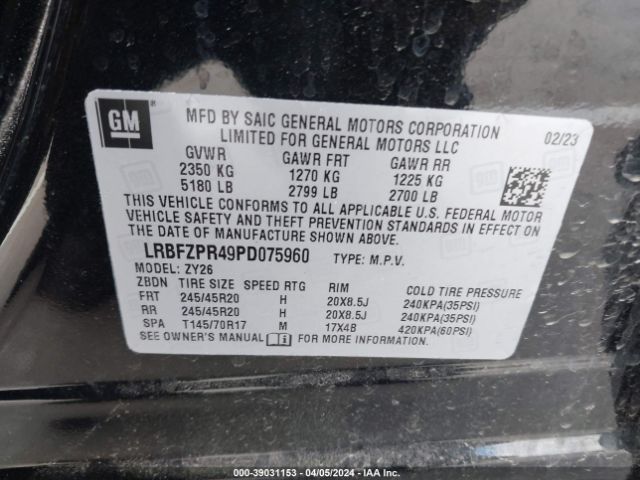 LRBFZPR49PD075960 Buick Envision Essence Awd