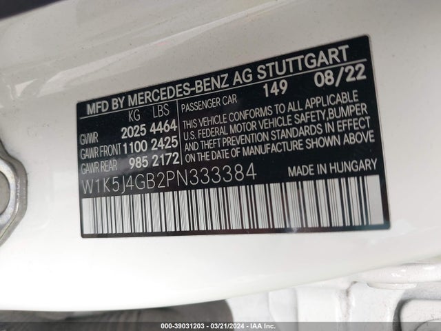 W1K5J4GB2PN333384 Mercedes-Benz Cla 250 Coupe