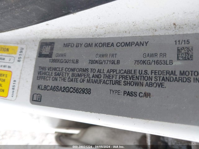 Chevrolet Spark Ls Manual 2016 KL8CA6SA2GC562938 Image 9