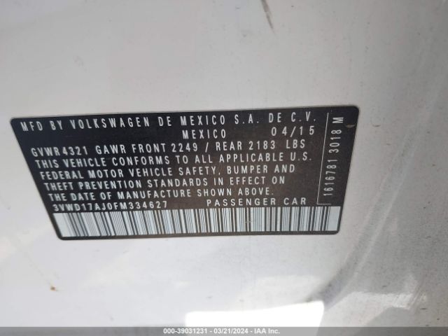3VWD17AJ0FM334627 Volkswagen Jetta 1.8t Se