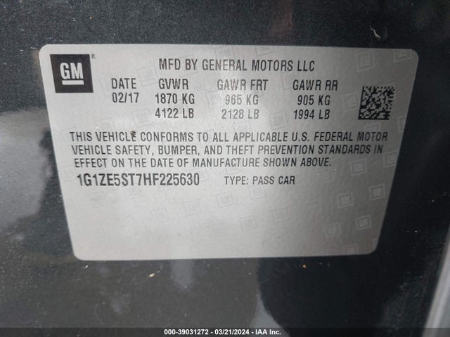 Chevrolet MALIBU 1LT 2017 1G1ZE5ST7HF225630 Image 9