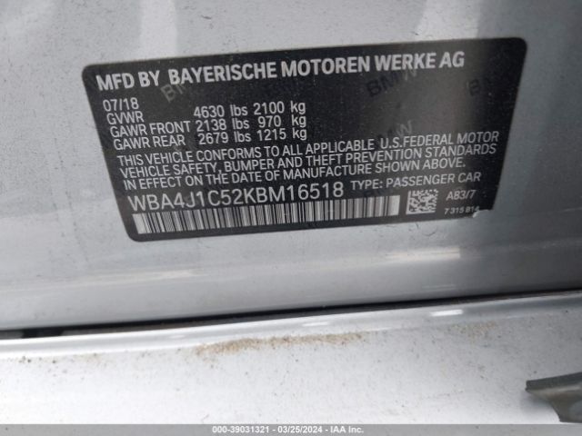 WBA4J1C52KBM16518 BMW 430i Gran Coupe