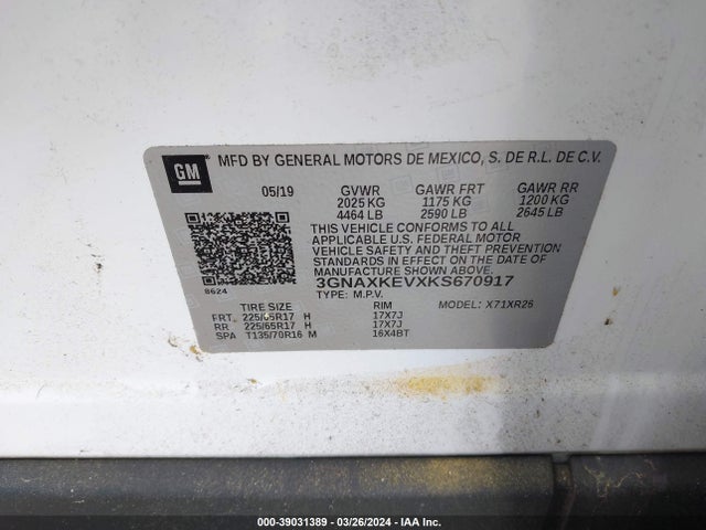 Chevrolet EQUINOX LT 2019 3GNAXKEVXKS670917 Image 9