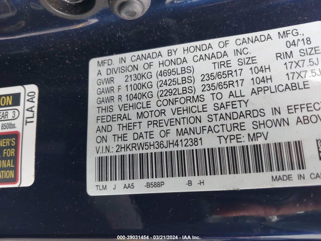 Honda CR-V LX 2018 2HKRW5H36JH412381 Image 9